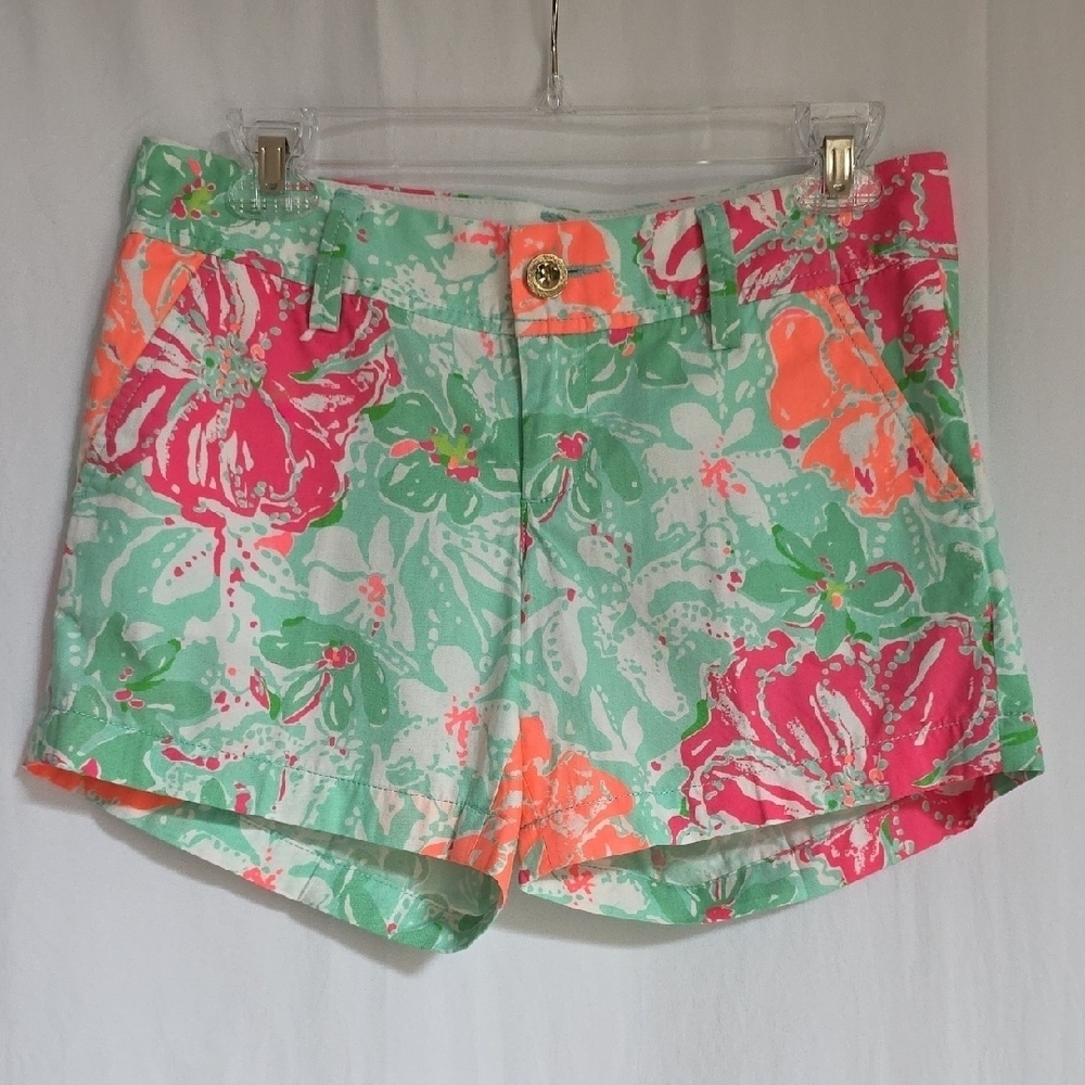 Lilly Pulitzer The Callahan Pink & Green Floral Cotton Shorts.  Size 0.  NWT